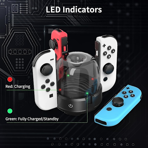 7 Färger LED-Switch Joy-con Laddningsstation För Ns Switch/switch Oled, Switch Joy-con Laddningsställ Med LED-Indikator