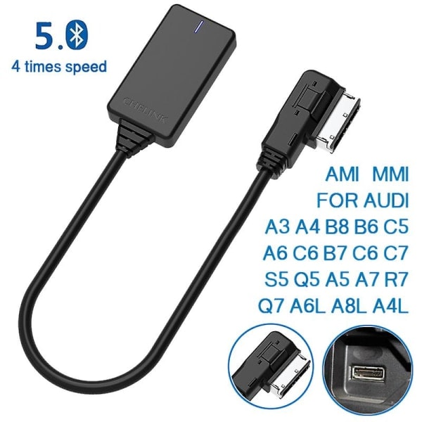 Trådløs Aux Bluetooth Adapter Kablet Lyd Musikk Bil Blå