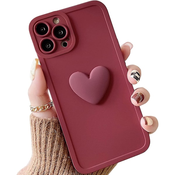 Kompatibel med Iphone 13 Pro Max Skal, söt 3D Hjärtformad med Anti-fall Lins Kameraskydd för Iphone 13 Pro Max 6.7-tum Mjuk Tpu Stötskydd