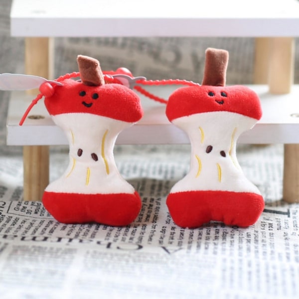 Plush Leksak Röd Fruktkärna Fylld Uttrycksfull Frukt Plushie Dock DIY Nyckelring Hänge Dekoration Handväska Ryggsäck Ornament
