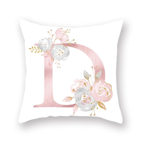 Putetrekk med blomstertrykk og alfabet - Dekorative putetrekk med bokstaver - Putetrekk med bokstav - 18 x 18 tommer - Kvadratiske putebeskyttere til sofa, seng