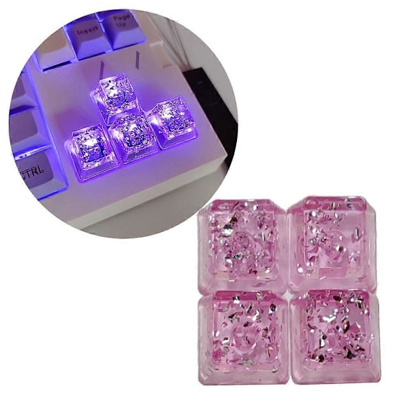 Taustavalaistu Keycap-hartsi Persoonallisuus Läpinäkyvä Hopeafolio OEM-profiili R4 Korkeus Vaaleanpunainen Keycap Pelikäyttöön
