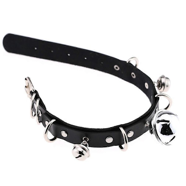 Stor Klocka Choker Halsband för Kvinnor Flickor Halsband Metall Läder Chocker Goth Anime Cosplay Smycken Tillbehör