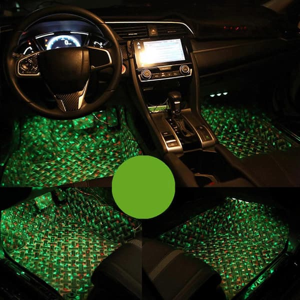 4 stk. LED Bil Interiør Atmosfære Glød Neon String Strip Lys Dekoration Lampe