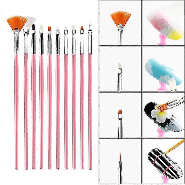 Professionelle Pensler til Håndmalede Negle, Nail Art Pen Sæt 15 stk. Sæt Nail Art Tegnepensler Maleri Blomst Lys Terapi Punkt Diamant Pen Nail Art