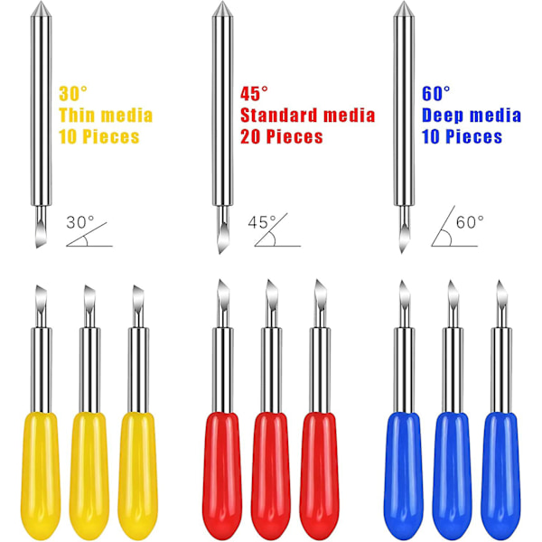 40 stk Vinyl Skæreblade 30/45/60 Grader Roland Blade Plotter Blade Skæreblade Udskiftningsblade til Cricut Explore Air/air 2