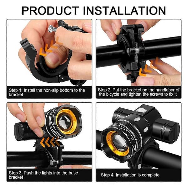 15000LM T6 LED MTB Cykel Bak- & Framlyktor, USB Laddningsbar