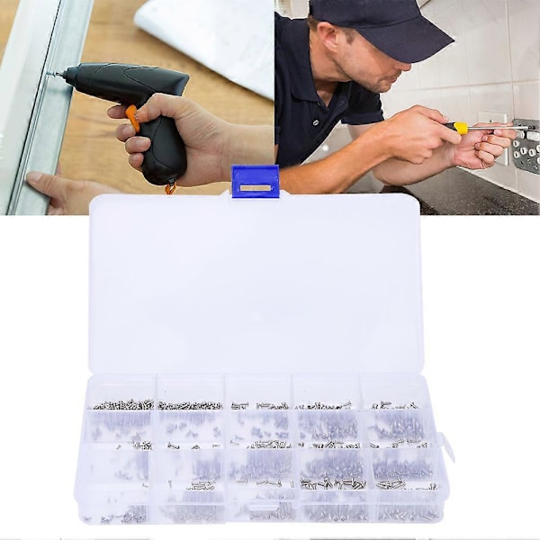 1000 stk Miniatyr Runde Hoder Senket Hode Kryss Selvskjærende Skruer M1 M1.2 M1.4 M1.7