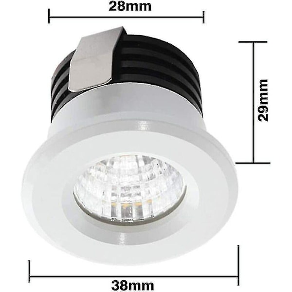 Sæt af 4 Mini Indbyggede LED-Spots 3W Varmt Hvid, Mini LED-Spotlight til Butikvindue, Nummerpladelys Inkl. Separat Transformer [Energiklasse A
