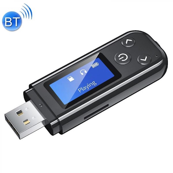 Bluetooth-modtager med LCD-skærm, bærbar AUX Bluetooth 5.0 adapter til bil/hjemm stereo/højttaler/trådbundne hovedtelefoner, dobbeltforbindelse/støjreduktion
