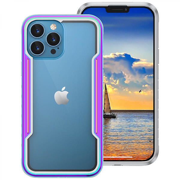 WEKITY - Kompatibelt iPhone 13-fodral med kolfibermönster, 12 tum, droptest, helkroppsskydd, stötsäkert metallfodral med trådlös laddning