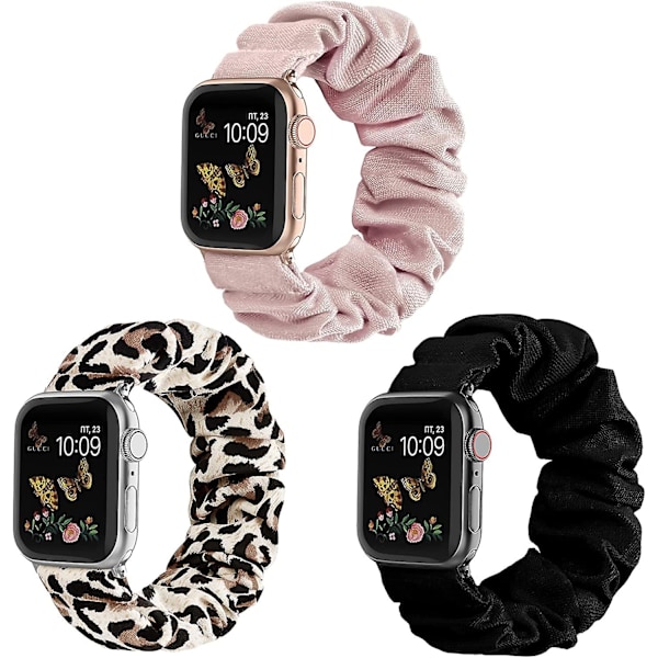 Kompatibel med Scrunchie Apple Watch Rem 38mm 41mm 42mm 40mm 44mm 45mm Sød Print Elastisk Urremme Kvinder Armbånd Rem Til Apple Iwatch Serie 7