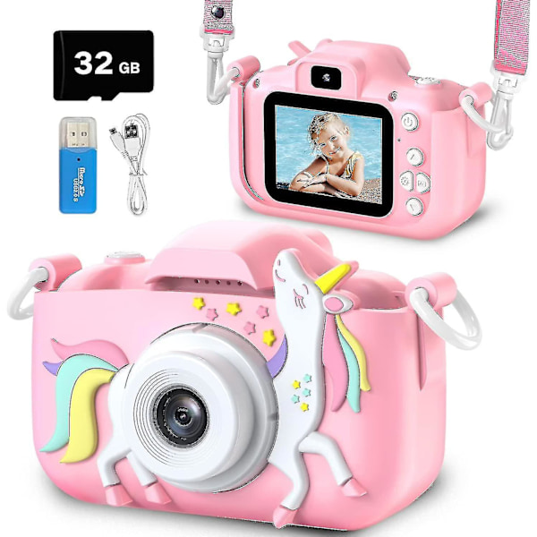 Kids Camera Toys for 3-8 Years Old Girls, Children Digital Video Camcorder with Unicorn Soft Silicone Cover