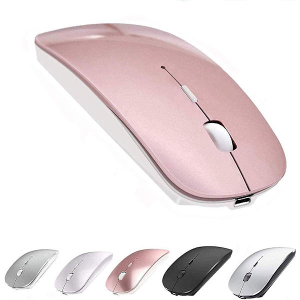 Bluetooth Mus Rechargeable Trådløs Mus Til Macbook Pro, Bluetooth Trådløs Mus Til Bærbar Pc Computer (Rosaguld)
