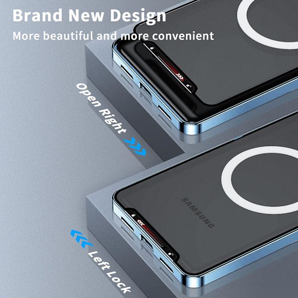 MagSafe-fodral för Samsung Galaxy S24 Ultra, Magnetisk Adsorption Metallstötfångare Bakre Genomskinlig Matt PC-skydd med Linskydd