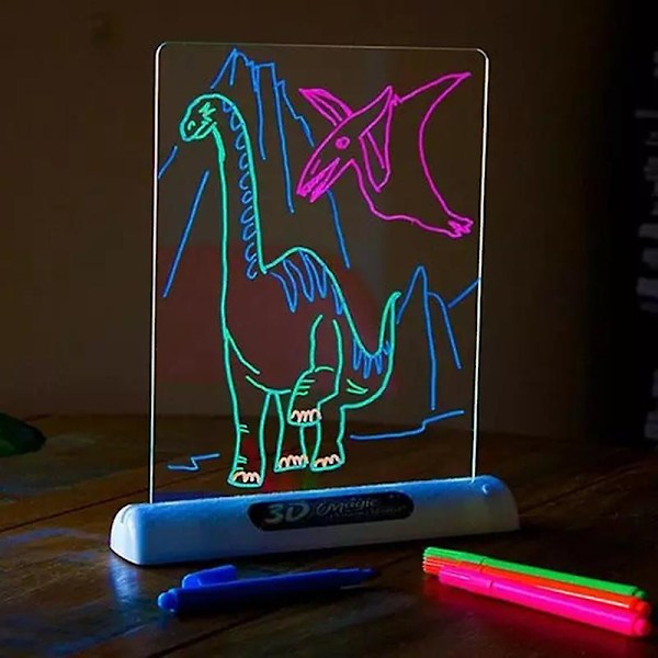 Taika 3D-piirustuslevy kynällä, piirustuslevytabletti, valotehosteet, palapelilauta, lasten lahjat, LED-valot, hehkuva taidepiirustuslelut