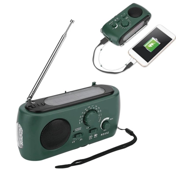 Nödradio FM AM 500mAh Väderradio med Handvev & Solladdning