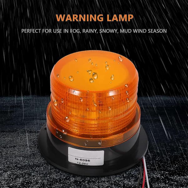 2 x Amber LED Beacon Strobe Nødlys Advarselslampe Lastbil 12v 24v