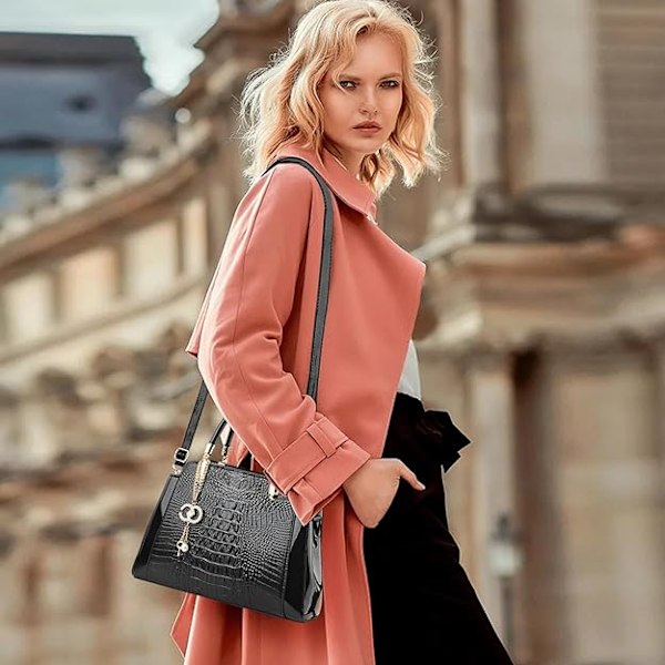 Dame Medium Håndtasker Dame Håndtasker Mode Tote Tasker Krokodille Læder Skuldertasker Laklæder Håndtasker Crossbody Tasker