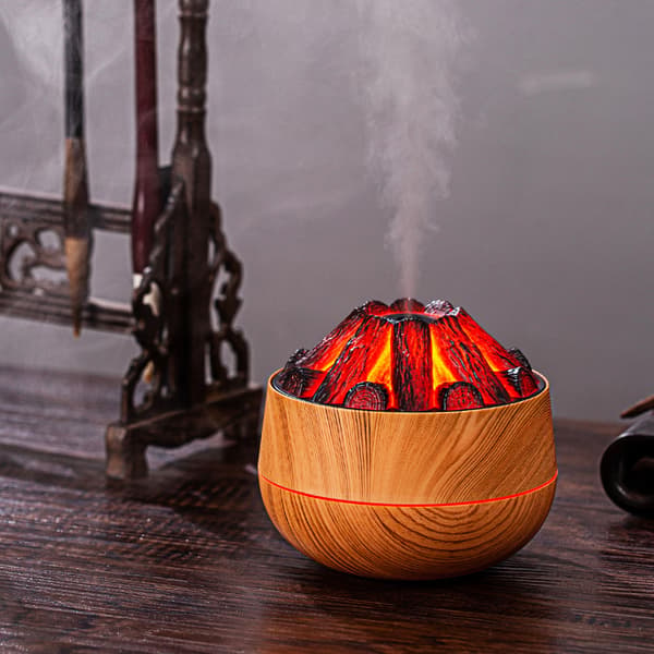 Aromadiffuser, nattlys-luftfukter for hjemmet, kull-trekornet aromadiffuser, automatisk spraydiffuser for eteriske oljer Light wood grain