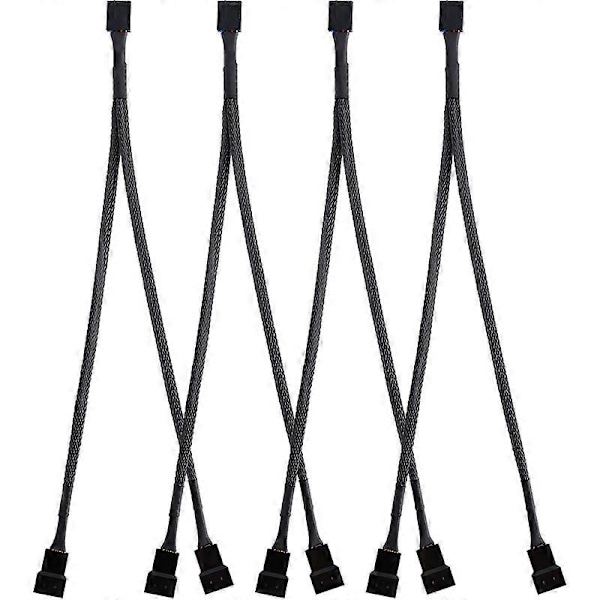 4-pack PWM Fläktdelare Kabel Y-delare Dator PC Fläktström Kabel 4-polig 1 till 2 Konverterare, Svart