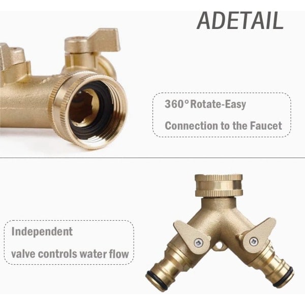 Tovejs messing vandhane connector med separat ventil, gul