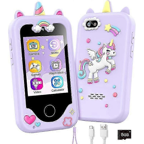 Barnens Smarttelefon Leksaker för Flickor och Pojkar 3-8 År, Småbarns Lärleksak Purple