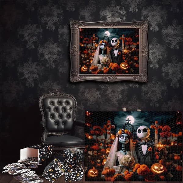 Nightmare Countdown Puslespill Halloween Jack og Ellie Nedtelling Puslespill
