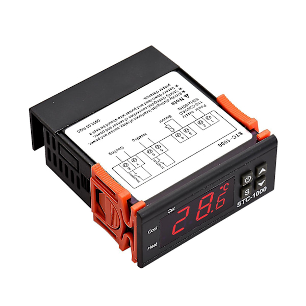 Digital Temperaturregulator STC-1000 Intelligent Temperaturregulator AC 110~220V Kylskåpstermostat Stöd för Uppvärmning/Kylning/Temperaturkorrigering