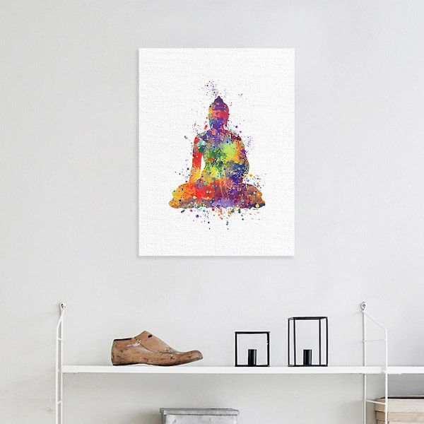 Wekity Buddha, Lotus og Mudra Veggkunst Lerretstrykk Poster, Enkel Mote Akvarell Kunsttegning Dekor for Hjem Stue Soverom Kontor (Sett med 3