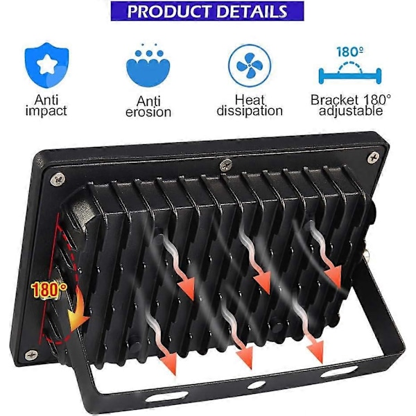 [2 stk] LED sort lys spotlight, LUNSY UV spotlight 30 W sort lys lampe, IP66 vandtæt fluorescerende sort lys med 150 LED UV lys til bar,