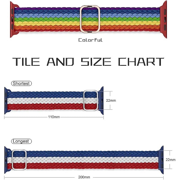 Stretchy Solo Loop-reim Kompatibel med Apple Watch Band 41mm 40mm 38mm, Justerbar Elastisk Nylonflettet Sportsarmbånd For Iwatch Serie 7 6 5 4