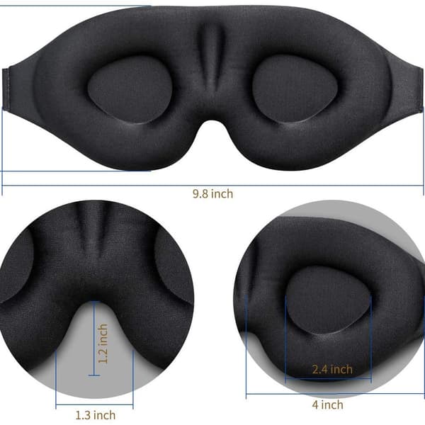 Komfortabel 3D sovemaske, 100% mørklægning sort