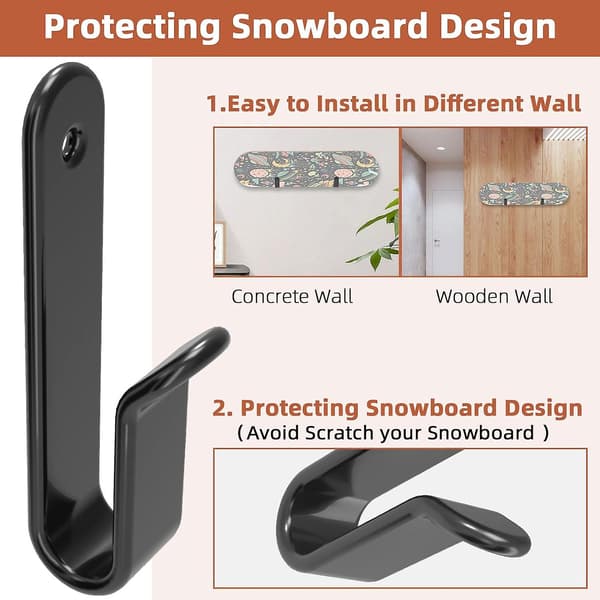 Horisontella Snowboardväggfästen, Snowboardställ Väggfäste, Snowboardfäste Förvaring, Snowboard Display Väggfäste