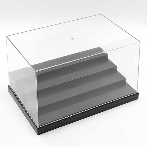 Dammsäker 4-stegs Displaybox i Akryl med Svart Bas, Passar Animefigurer, Dockor, Byggklossar, Modellvisning B
