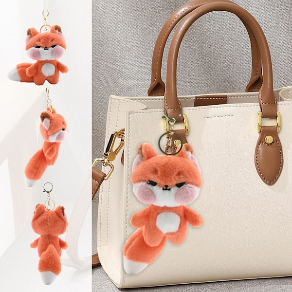 Plush Pink Cheek Fox -avaimenperä Täytetty eläin Nukke Avaimenpidike DIY Käsilaukun riipus Reppu Koriste Lapsille Aikuisten