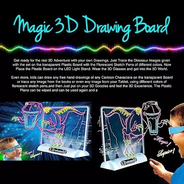 Magisk 3D Tegnebræt med Pen Sketchpad Tablet Lyseffekter Puslespil Bræt Børnegaver LED Lys Glød Kunst Tegne Legetøj