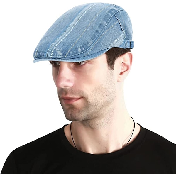 Denim Newsboy Cap Til Mænd Kvinder Justerbar Blå Jeans Flad Ivy Gatsby Hat Casual Udendørs Cabbie Beret