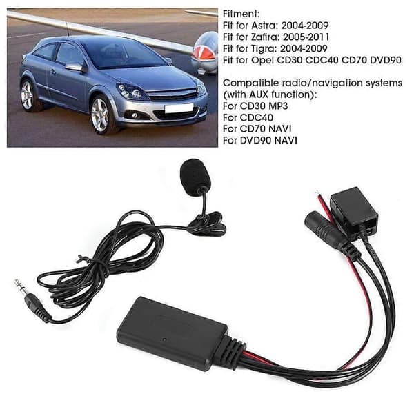 AUXIN Audiokabeladapter Bilstereo Bluetooth Mikrofon Passar för Opel CD30 CDC40 CD70 DVD90