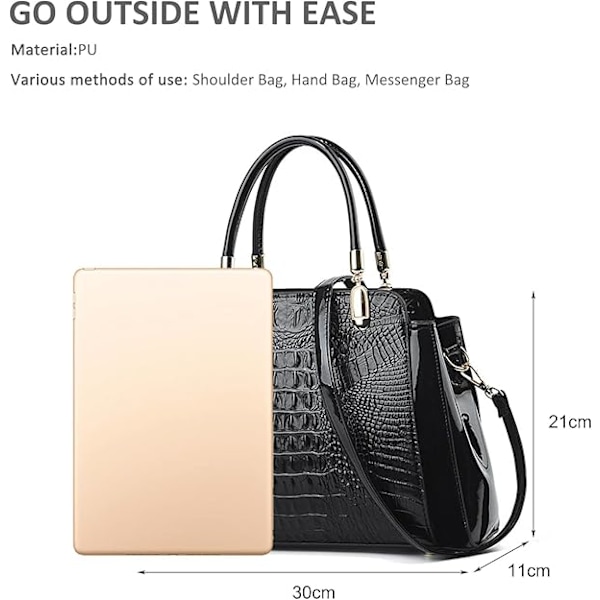 Dame Medium Håndtasker Dame Håndtasker Mode Tote Tasker Krokodille Læder Skuldertasker Laklæder Håndtasker Crossbody Tasker