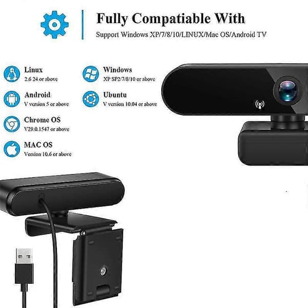 4k Webkamera Full HD 1080p Webkamera For PC Datamaskin Bærbar Video Opptak