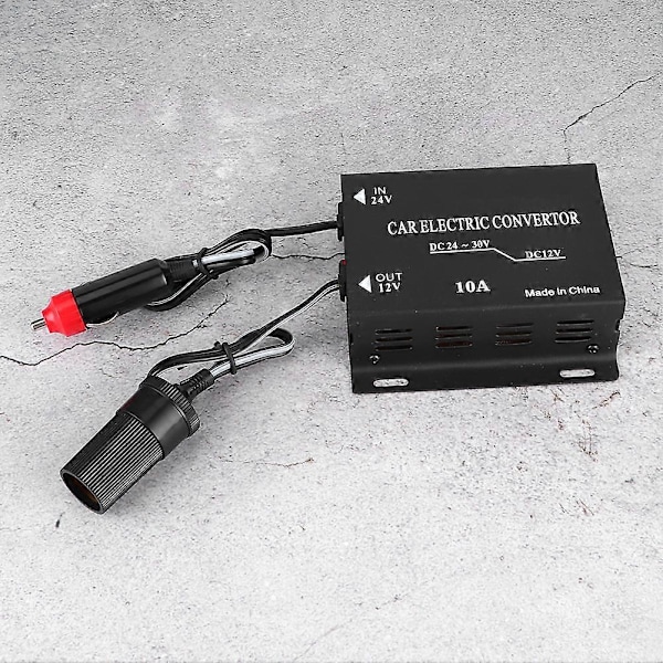 10A 24V til 12V Spenningsomformer Bilstrømforsyning Trinn-Ned Transformer Universell for Bobiler Lastebil Yacht