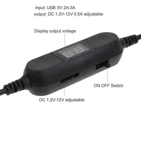 Universaali 120 cm USB-kaapeli 1,2 V:n, 1,5 V:n, 3 V:n, 6 V:n, 7,5 V:n ja 12 V:n C-paristojen korvikkeeksi radioille, LED-valoille, leluille ja taskulampuille