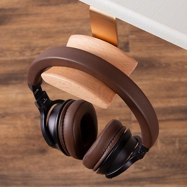 Universell Hörlursställ Z-formad Väggmonterad Trä Headset Hängare Hook