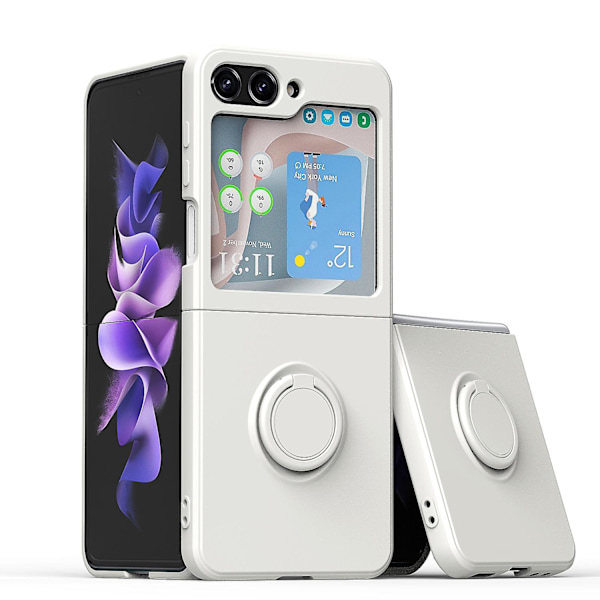 Solid Färgad Fodral Kompatibel Med Samsung Galaxy Z Flip 5, Mjuk TPU Allomfattande Skyddande Omslag Med Ringstativ