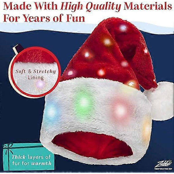 2-pack Plush Tomtehatt - Lyser upp, Roliga Julhattar för Barn & Vuxna (Storlek Barn)