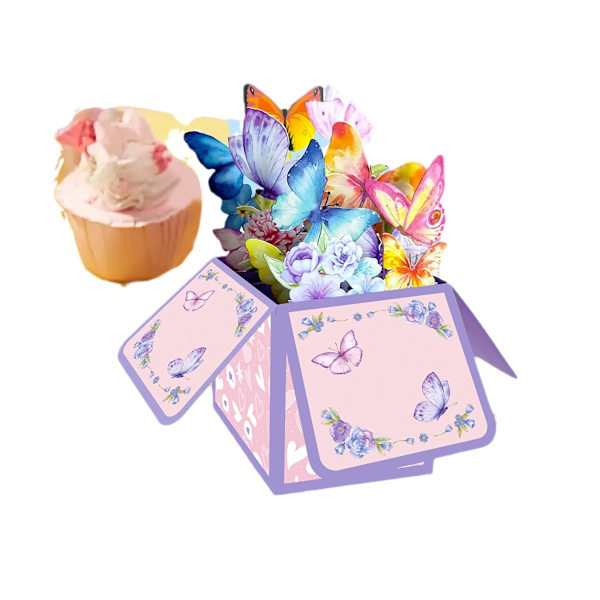 Three-dimensional birthday card creative 3D butterfly paper sculpture blessing card holiday blessing message