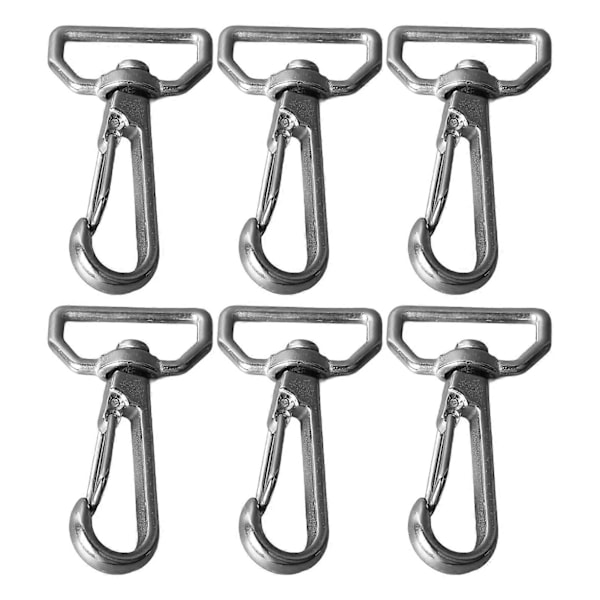 6pcs Webbing Belt Spring Hooks 316 Stainless Steel Universal D Ring Snap Hooks for Webbing Straps Wires Cords Pet Collars Leather Belt