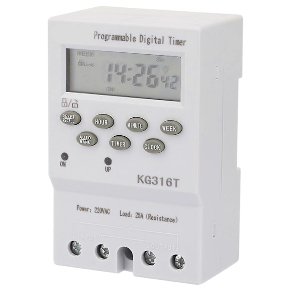 KG316T 220V Mikrotietokoneen Aikaohjauskytkin Ohjelmoitava Automaattinen Digitaalinen Ajastimen Kytkin