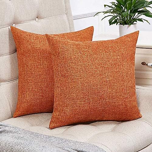 Sett med 2 høst-oransje lumbale putetrekk, rustikk lin, dekorative putetrekk, 12x20 tommer, for sofa- og sofadekorasjon